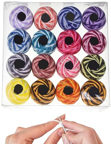 Gomitolo di filo da ricamo – Gomitolo di filo di cotone colorato | Rotolo di ricamo sfumato filo color, ricamo artigianato per cucito per la produzione domestica