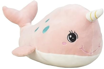 mucHome Kuscheltier Plüschtier, super weich, Spandex Bezug, Schmusetier, flauschig (Wal Rosa 35cm)