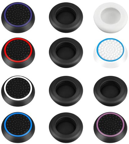 AYESY Thumb Grips, Silicone Analog Stick Thumb Grip Caps Cover, Controller Thumb Grips Compatible with PS4 / PS5 / Xbox/Controller Grip, Convex and Concave-Raised Dots Design-12PCS