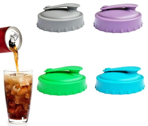 4Pcs Silicone Beverage Can Lids for Tizzy Drinks, Reusable Can Covers for Tins, Anti Spike Drink Covers For Outdoor, Leak-Proof Can Straw Lid for Soda, Beer, Energy Drinks, Fits Standard Size Cans