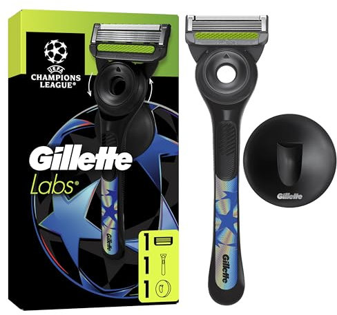 Gillette Labs Rasoir Homme Edition UEFA Champions League Special Avec Barre Exfoliante, Manche Reutilisable Et Cartouche De Recharge GilletteLabs, A 5 Meilleures Lames De La Marque, Rasage Confortable