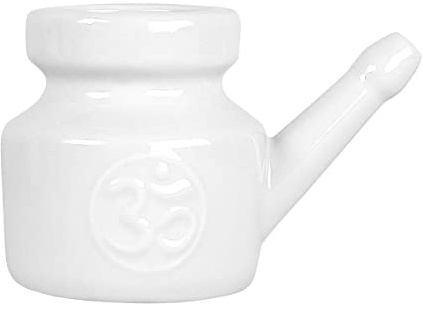 Asuinxurr 350Ml Ceramic Neti Pot Nose Cleaning Pot Leakproof Spout Pot for Nasal Rinsing Nose Washing Men Women, White