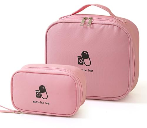 Zasjon 2 Stück Medikamententasche Reise, Reiseapotheke Tasche Leer, Medizintasche Erste Hilfe Set Outdoor Notfalltasche Erste Hilfe Tasche Aufbewahrungstasche für Reisen Home Büro