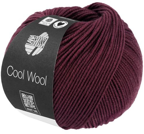 LANA GROSSA Cool Wool Uni | Extrafeine Merinowolle waschmaschinenfest und filzfrei | Handstrickgarn aus 100% Schurwolle (Merino extrafein) | 50g Wolle zum Stricken & Häkeln | 160m Garn FB 2118