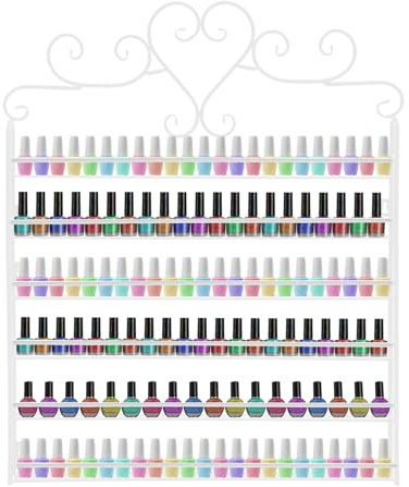 UHDUIG Wandmontiertes Nagellack-Display-Regal Metall Nagellack-Aufbewahrungsregal Sich für Geschäfte, Wohnungen, Nagelstudios kann für Nagellack ätherischen Ölen Lippenstift (Weiß, 6 Regale)