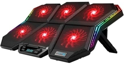 WFDPAGYDE Coolcold Gaming RGB, Supporto di Raffreddamento for Laptop con Schermo LED da 12-17 Pollici, Supporto di Raffreddamento for Notebook con Sei ventole e 2 Porte USB