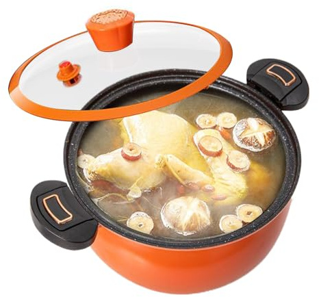 Marmite à Pression - Marmite de Cuisson pour Ragoûts | Chauffage Rapide Antiadhésif avec Couvercle Transparent pour Cuisson Bouillir Soupe Aliments Maison Plaques Induction Quotidienne