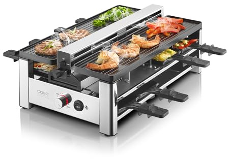 CASO Raclette AirClean - Raclettegrill mit integriertem Dunstabzug, für 8 Personen, schnelles Aufheizen, Antihaft Keramik-Beschichtung (PFAS-frei), 1500 Watt, austauschbarer Geruchs- und Kohlefilter