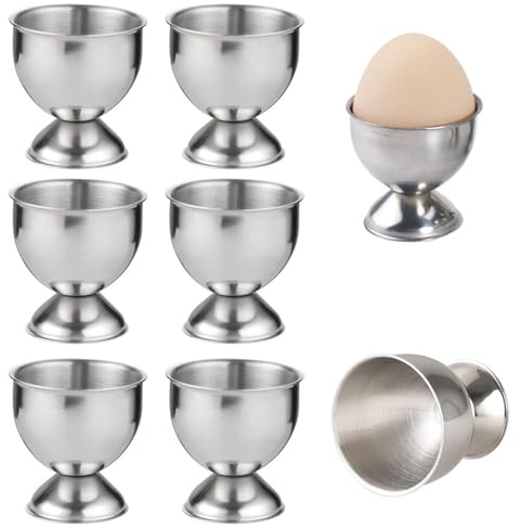 8 Pezzi Portauova in Acciaio Inossidabile, Porta Uova da Tavolo (Argento) | Set Portauovo Per Uova Sode, Ideale Per Colazione, Feste Di Famiglia e Uova Cotte