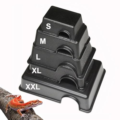 Reptile Hide Box for Ball Pythons, Geckos and other Reptiles, Amphibians and Mammels – Moisture-Retaining Plastic Cave with Matte Surface, for Snake Vivarium, Tortoise Enclosure. (XXL)