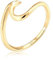 Elli Anello da Donna, in Argento 925, Placcato Oro, Misura 52