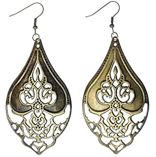 Miniblings Indien Ornamente Ohrringe Hänger Metall Indisch ornamental Tropfen - Handmade Modeschmuck I Ohrhänger Ohrschmuck versilbert