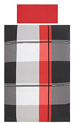 My Home Karierte Bettwäsche Set Grafik Design (2tlg. (je 1x: 135x200/40x80 cm), Rot)