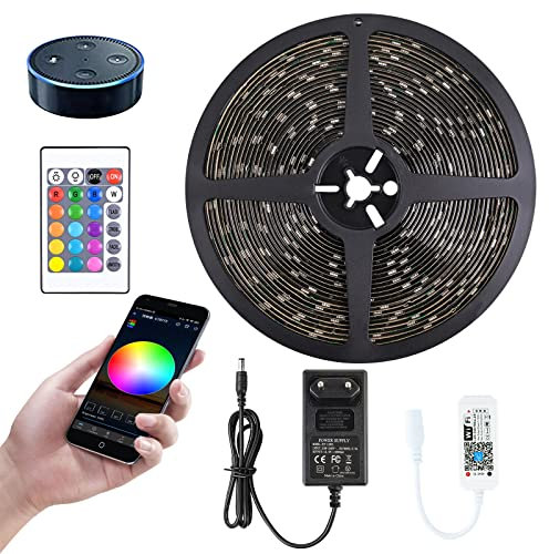 MIWATT 10M wasserdichter, 24 Tasten WiFi Controller Lichtstreifen, mobile Fernbedienung, Music Mode Sync Light, 5050 Perlen, Unterstützung für Android, Apple