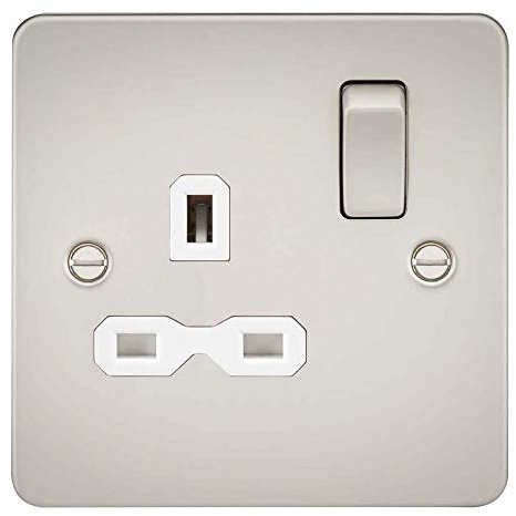Knightsbridge FP7000PLW FPR7000 Flat Plate 13 A 1G DP Switched Socket, 230 V, Pearl