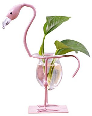 Sport Tent-Pflanzgefäß Flamingo Pflanzschalen Glas Vase mit Eisen Ständer Metallhalter für Hydrokulturen Home Office Hochzeit Desktop Dekorationen (A)