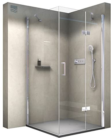 BERNSTEIN - Paroi de douche verre Cabine de douche intégrale Parre douche angle avec porte battante - Toutes largeurs dispo - Etanche, Profilé aluminium, Nano-revêtement, Poignée acier inox - DX403