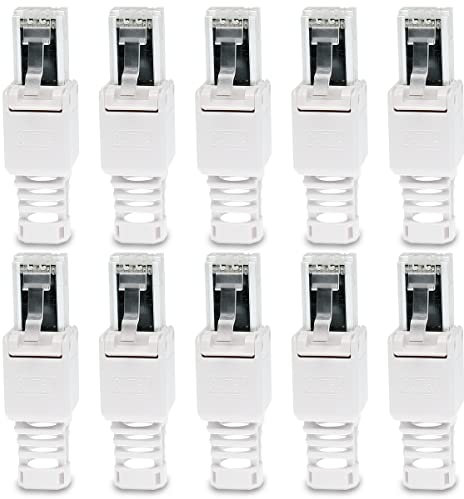 10 Stück Netzwerkstecker werkzeuglos CAT6A RJ45 LAN UTP Kabel Stecker ohne Werkzeug werkzeugfrei CAT6 CAT5 CAT7 Verlegekabel Patchkabel Netzwerkkabel Toolless Modular Plug Connector Crimpstecker