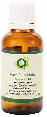 Calendula Öl | Calendula Officinalis | 100% reines natürlich | Für Haare | Für Körper | Zur Entfernung von Narben | Zur Massage | Kaltgepresste | Calendula Oil | 50ml | 1.69 Unzen By R V Essential