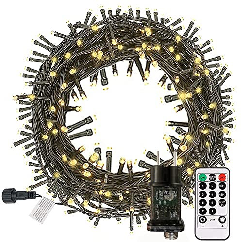 Led Lichterkette Strom 15M 100 mit Fernbedienung Timer Merkfunktion Steckdose IP65 Wasserdicht für Innen und Außen,Niederspannung, Warmweiß für Party, Weihnachten, Garten