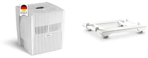 Venta Luftwäscher Comfort Plus LW25, Luftbefeuchtung und Luftreinigung (bis 10 µm Partikel) für Räume bis 45 qm, Brillantweiß, mit digitaler Steuerung & Rollwagen, weiß