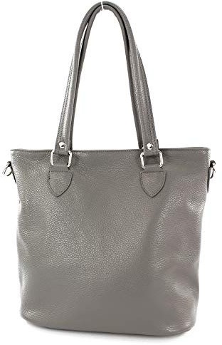 modamoda de - T215 - Italienische Ledertasche Shopper Large, Farbe:Graphitgrau