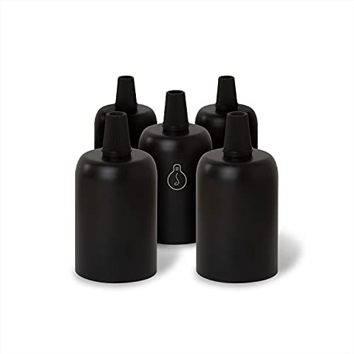 AMARCORDS - 5 Lampenfassung E27 Vintage Retro Edison Metall für Pendelleuchte. Ausführung im Industriestil SCHWARZ