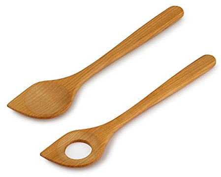 Linnuo Kochlöffel Holz Set Spitz - Küchenhelfer Set aus edlem Kirschholz - Schutz vor Kratzer für Topf Pfanne - Hitzebeständig Antibakteriell - 100% EU Naturprodukt - Kochen Plastikfrei & Gesund