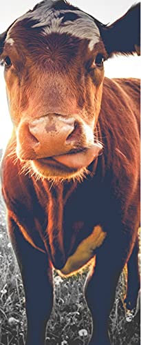 A.Monamour Sticker Porte Autocollant Poster De Porte 3D Thème Animal Drôle De Vache Vinyle Affiche De Porte Sticker Mural Papier Peint Art Décor 77 x 200 cm