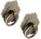 Bitray Drop Ring Knöpfe Antik Bronze Ton Ring zieht Blume Form Kommode Schublade Schrankgriffe Pulls - 2 Stück