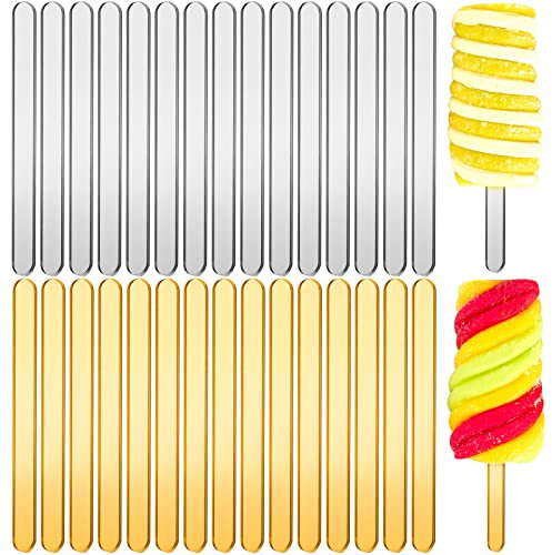 Romooa 30 Stück Acrylstäbchen, wiederverwendbar, Cakesicle Sticks, Cakesicle Form, Spiegel, Eiscreme, Cakesicle Form für Zuhause, Kuchen, Süßigkeiten, Geschenke, Party, Handwerk (15,2 cm, spiegelgold,