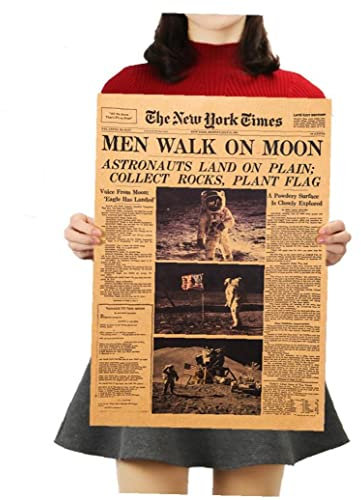 Bontannd Apollo 11 Mond Landung New York Times Vintage Poster Kraftpapier Kinderzimmer Dekoration Wandaufkleber 51 * 35,5 cm