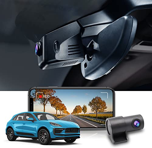 Fitcamx Dashcam Auto Vorne Hinten Kompatibel mit Porsche Cayenne 958 (92A E2) Macan (95B) Panamera (970) (Modell B), OEM Dashcam 4K 2160P+1080P WiFi UHD Video, Parkmonitor, G Sensor, WDR, 128-GB-Karte