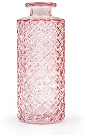 Blümelhuber Kleine Vase Glas Deko Hochzeit - Modern - Frühling - Pflanzen Trockenblumen Set (Rosa)