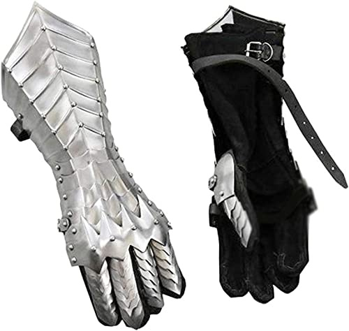 TUBAZ Nazgul -Handschuhe aus Stahl, mittelalterliche Rüstung, silberfarben, silber