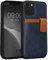 kalibri Hard Case Compatible with Apple iPhone 12 / iPhone 12 Pro - Case with Card Slots PU Leather Design with TPU Bumper- Dark Blue/Brown
