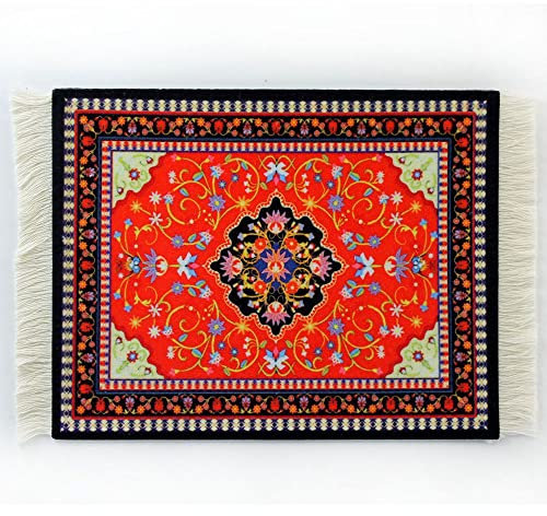 LUMoony 1pcs Tapis de Souris Persan Mini Tapis Tapis de Souris avec Pompon Petite Souris Accessoires de Bureau Tapis de Souris Oriental Mini Tapis pour Ordinateur Portable