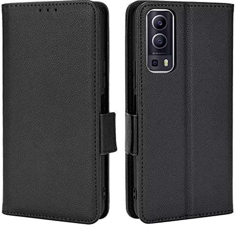 Topme Étui en Cuir pour Vivo Y52 5G / Vivo Y72 5G (6.58 inches), [ Coque de Téléphone Série Motif Litchi Simple] - Noir