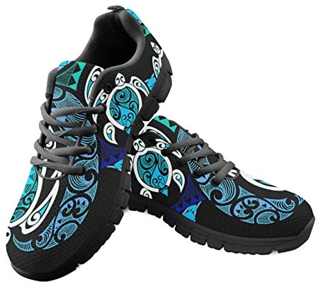 Kuiaobaty Damen Herren Sneaker Leichte Sportschuhe, Hundepfoten, Tribal Streifen, Totenkopf, bequeme Arbeitssneaker, niedriger Schnitt, Ethnische Meeresschildkröten, 42 EU
