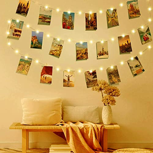 litogo Fotoclips Lichterkette, 5M 50LED USB Lichterkette für Zimmer Deko Fotos Lichterkette Wand mit 30 Klammern Lichterkette Bilder für Zimmer, Wohnzimmer, Weihnachten, Hochzeiten, Party Warmweiß