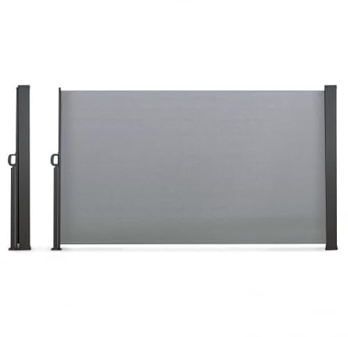 IDMarket - Paravent für den Außenbereich, einziehbar, 160 x 500 cm, hellgrau, Seitenmarkise