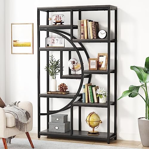 Tribesigns Bookshelf Industrial 5 Tier Etagere Bookcase, Freestanding Tall Bookshelves Display Shelf Storage Organizer with 9-Open Storage Shelf for Living Room, Bedroom