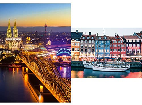 Ravensburger Puzzle 1000 Teile - Leuchtendes Köln - Puzzle für Erwachsene und Kinder ab 14 Jahren, Puzzle mit Stadt-Motiv von Köln & Scandinavian Places 16739 - Kopenhagen, Dänemark