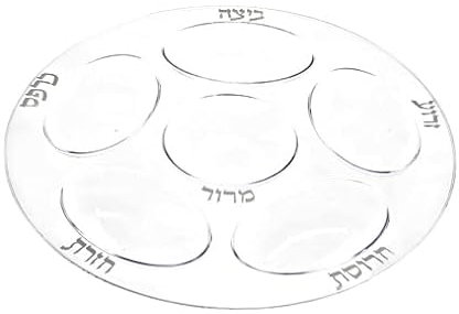 Kosherific Premium Kunststoff Seder Plate für Passover | Eingebaute befüllbare Trennwände | Elegantes weißes und silbernes Design | Perfekte Pesach-Sederplatte