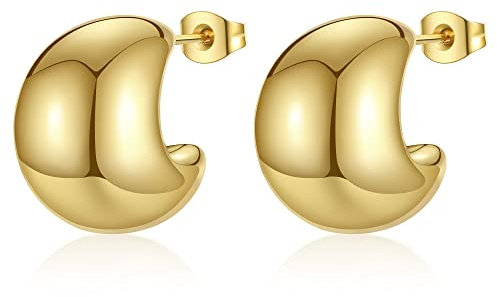 YeGieonr Chunky Ohrringe Dupes für Damen, Leichte Edelstahl Waterdrop Open Hoops, hypoallergene 18K vergoldete Ohrringe Modeschmuck für Frauen und Mädchen