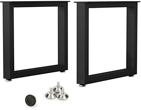 2 X Rechteckige Tischbeine Aus Metall – Bankbeine, 40cm Hoch, 45cm Breit, Robuste Möbelbeine, Moderne Schreibtischbeine, Vielseitig Verwendbar, Für Esstisch, Couchtisch, Schwarz