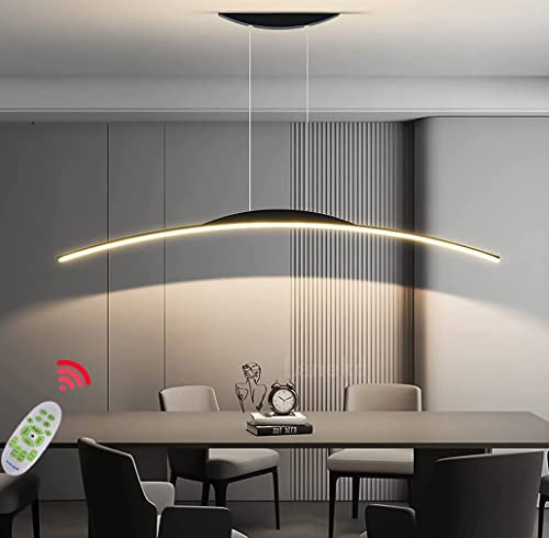 Lanekd Esstischlampe Hängeleuchte LED Pendelleuchte Modern Esszimmer Hängeleuchte Dimmbar Bogen Design Küchelampe Höhenverstellbar Büro Wohnzimmer Schlafzimmer Kronleuchter (Schwarz, L100CM)