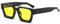 WDZAYXC Vintage Rechteckige Sonnenbrille für Damen Herren Chunky Rectangle Sunglasses Retro Brille UV400 Schutz(Schwarz/Hellgelb)