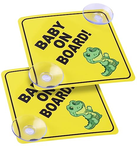 Cobee Lot de 2 panneaux d'avertissement de voiture « Baby on Board » 12,7 x 12,7 cm, autocollants « Baby in Car », réutilisables et durables (style C)