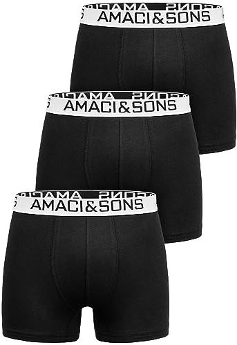 Amaci&Sons Herren Boxershorts Baumwolle 3er Spar-Pack Männer Unterhose Unterwäsche 3x9005